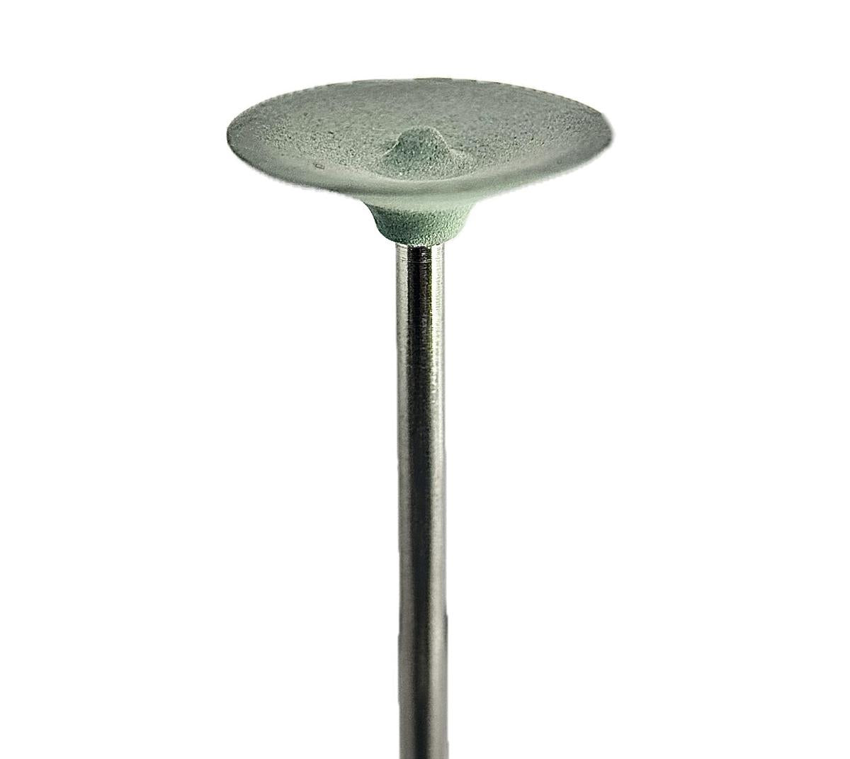 Pulidor de silicona abrasiva Disco plano 18x3mm | 🟢 Verde — Medio (M) — Rectificado | Etapa 3 — Rectificado y pulido intermedio | Titanio · Metales preciosos | HP 2,35 mm | SPIN tech