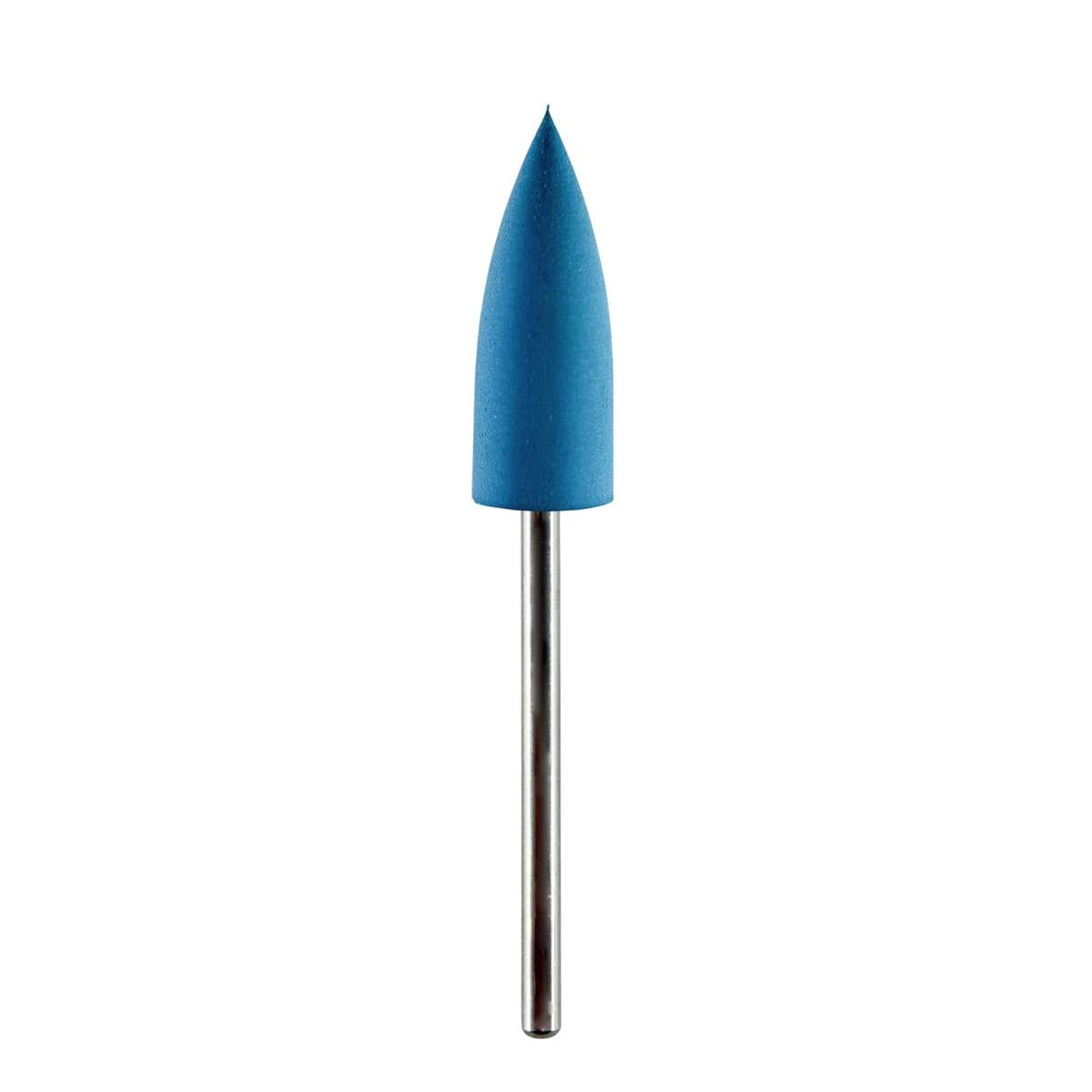 Pulidor de silicona abrasiva Bola puntiaguda 6x16mm | 🔵 Azul — Fino (F) — Acabado | Etapa 4 — Acabado y alto brillo | Titanio · Metales preciosos | HP 2,35 mm | SPIN tech