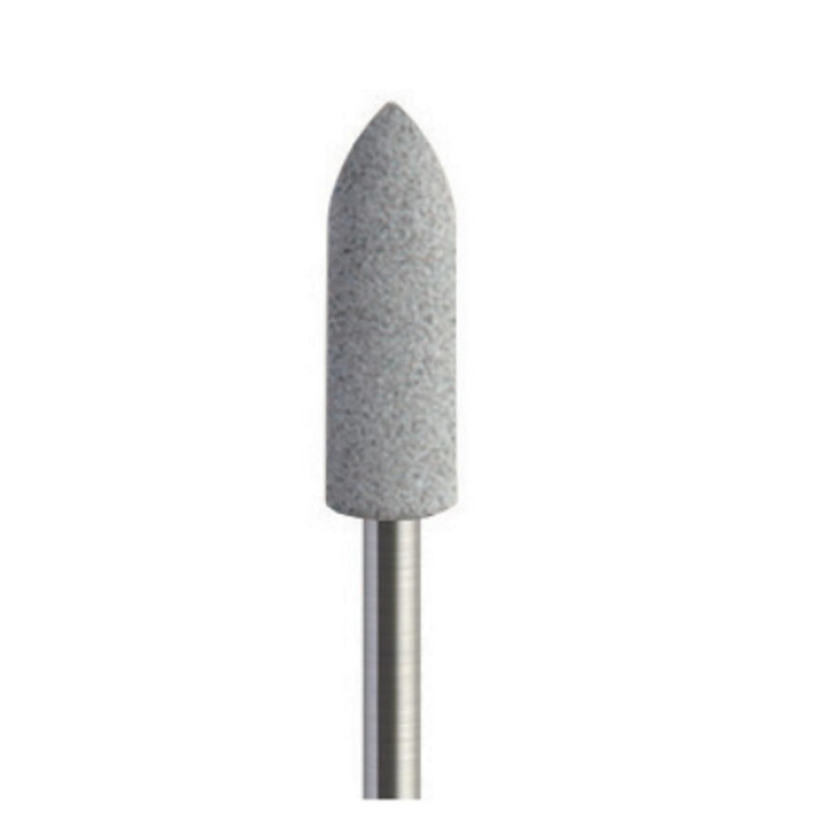 Pulidor de goma silicona Bala larga 5x16mm | ⚫ Gris — Duro (H) — Desbaste y contorneado | Etapa 1 — Desbaste y contorneado | Zirconio verde · Cerámica | HP 2,35 mm | SPIN tech