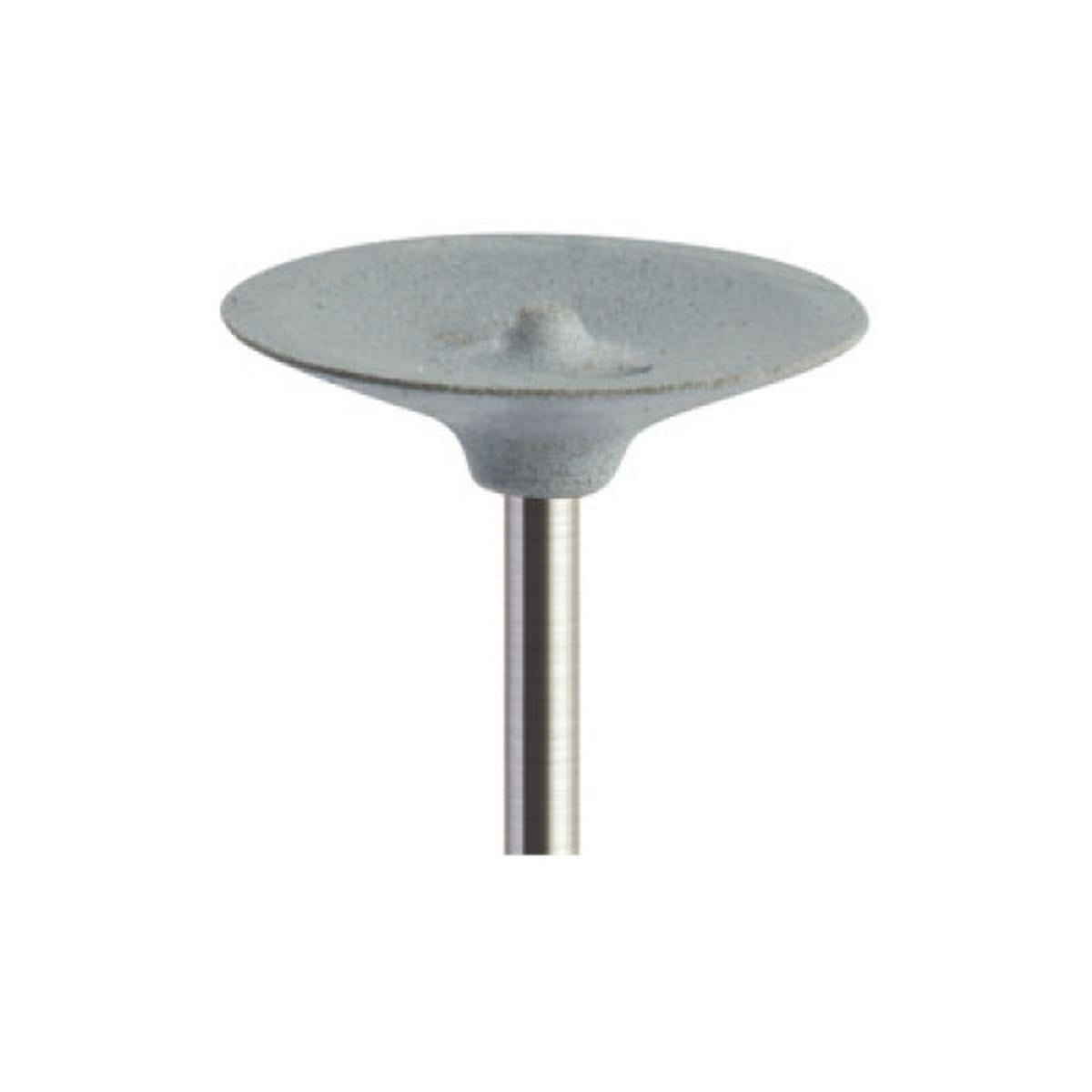 Pulidor de goma silicona Disco plano 18x3mm | ⚫ Gris — Duro (H) — Desbaste y contorneado | Etapa 1 — Desbaste y contorneado | Zirconio verde · Cerámica | HP 2,35 mm | SPIN tech