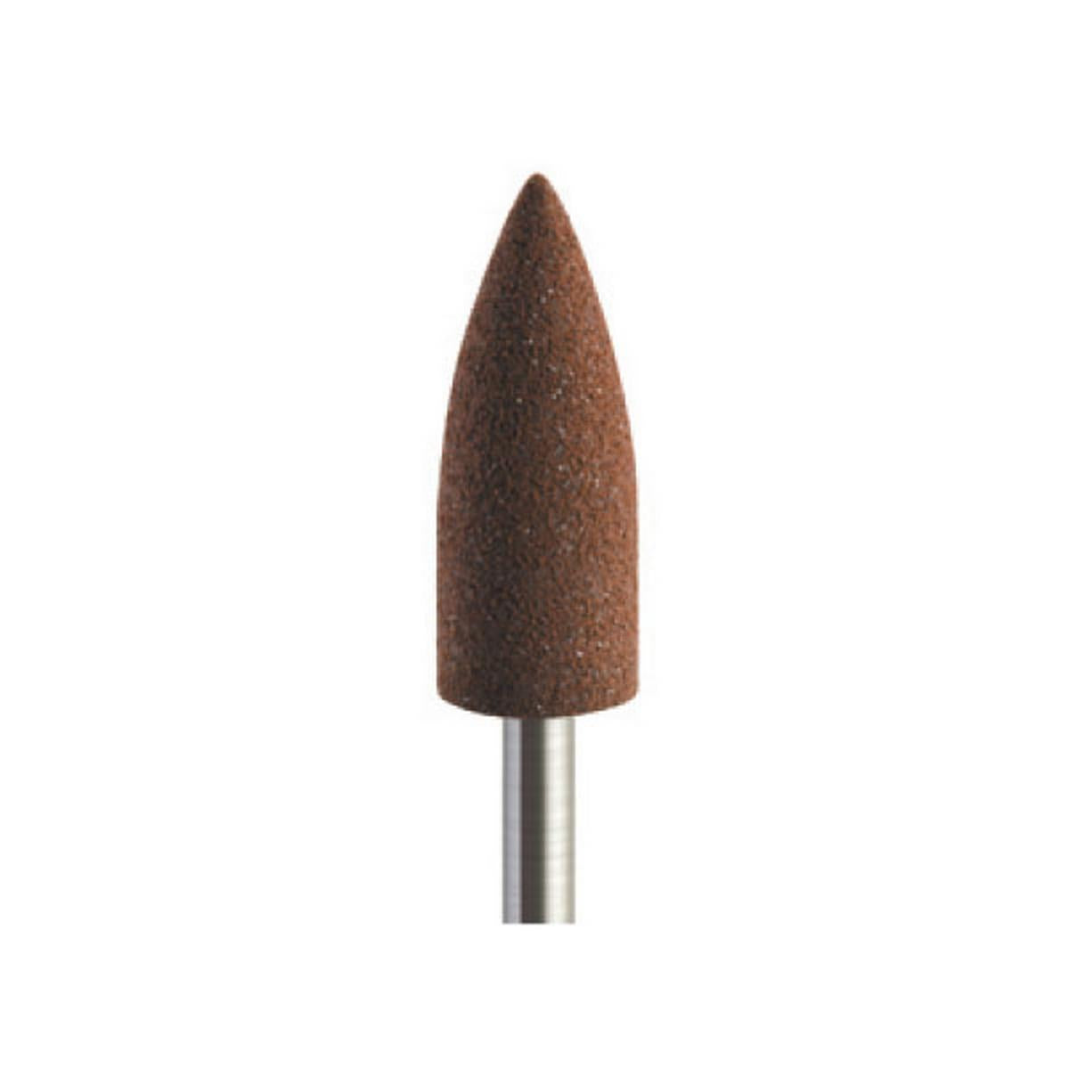 Pulidor de goma silicona Bala pequeña 6x16mm | 🟤 Marrón — Muy duro (XH) — Desbaste agresivo | Etapa 1 — Desbaste agresivo | Acrílico · PMMA · Plástico técnico | HP 2,35 mm | SPIN tech