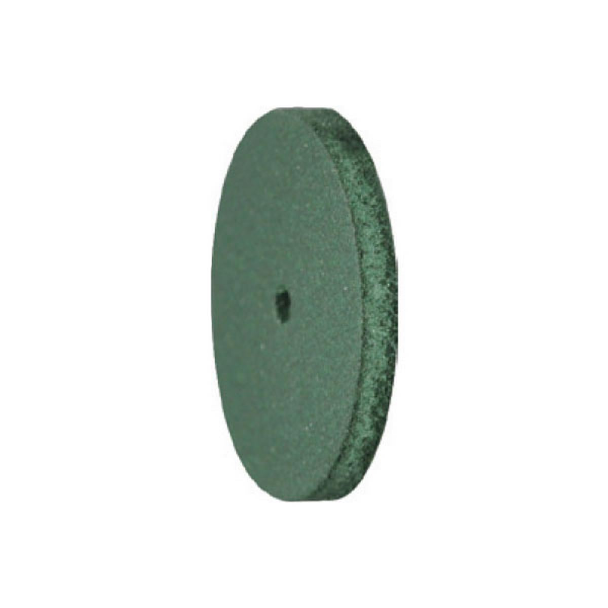 Pulidor de goma silicona Disco tableta 22x3mm | 🟢 Verde — Medio (M) — Rectificado | Etapa 3 — Rectificado y pulido intermedio | Metal · CrCo · Aleaciones · Cerámica | Sin mandril | SPIN tech