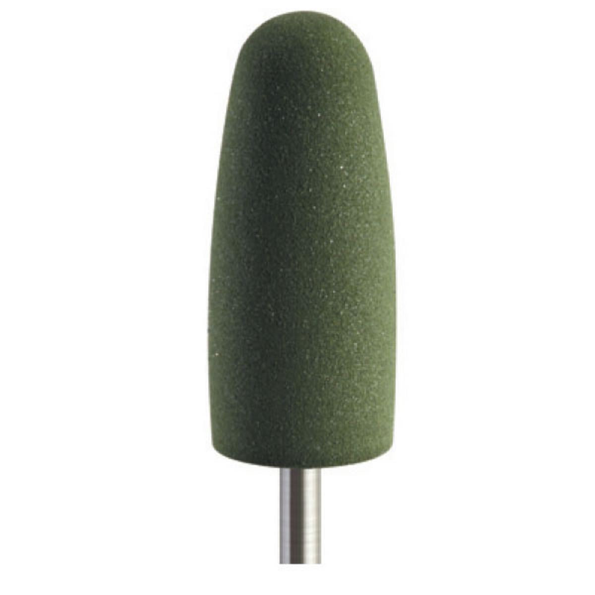 Pulidor de goma silicona Bala redondeada mediana 10x24mm | 🟢 Verde — Pre-fino (PF) — Pulido previo al acabado | Etapa 3 — Pulido previo al acabado | Acrílico · PMMA · Plástico técnico | HP 2,35 mm | SPIN tech