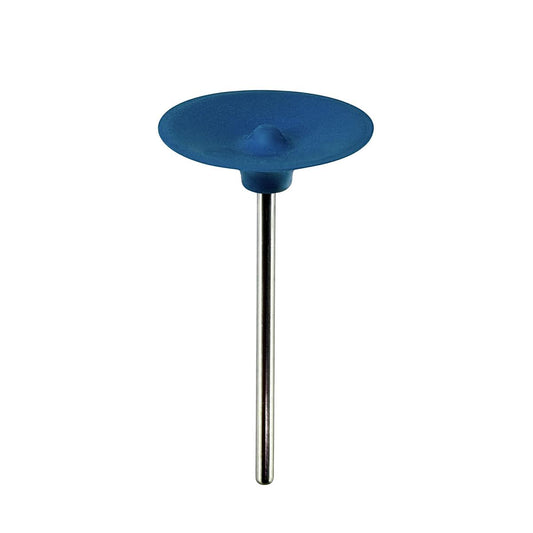 Pulidor de silicona abrasiva Disco plano 18x3mm | 🔵 Azul — Fino (F) — Acabado | Etapa 4 — Acabado y alto brillo | Titanio · Metales preciosos | HP 2,35 mm | SPIN tech