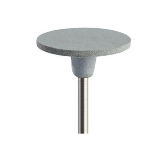 Pulidor de goma silicona Disco fino 18x1mm | ⚫ Gris — Duro (H) — Desbaste y contorneado | Etapa 1 — Desbaste y contorneado | Zirconio verde · Cerámica | HP 2,35 mm | SPIN tech