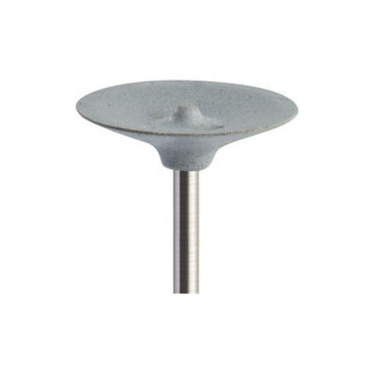 Pulidor de goma silicona Disco plano 18x3mm | ⚫ Gris — Duro (H) — Desbaste y contorneado | Etapa 1 — Desbaste y contorneado | Zirconio verde · Cerámica | HP 2,35 mm | SPIN tech