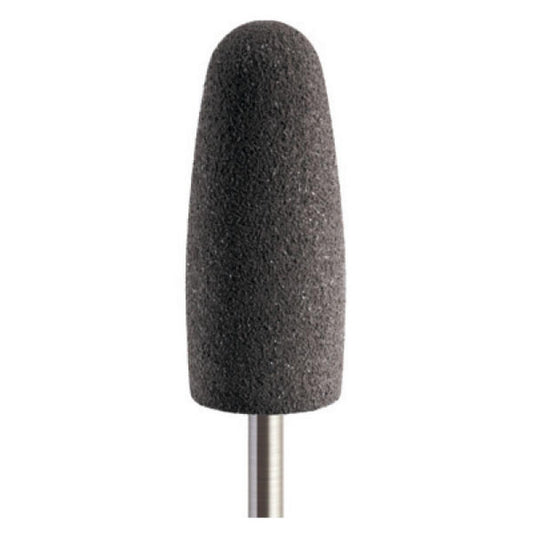 Pulidor de goma silicona Bala redondeada 10x24mm | ⚫ Gris — Medio (M) — Rectificado | Etapa 2 — Rectificado y pulido intermedio | Acrílico · PMMA · Plástico técnico | HP 2,35 mm | SPIN tech