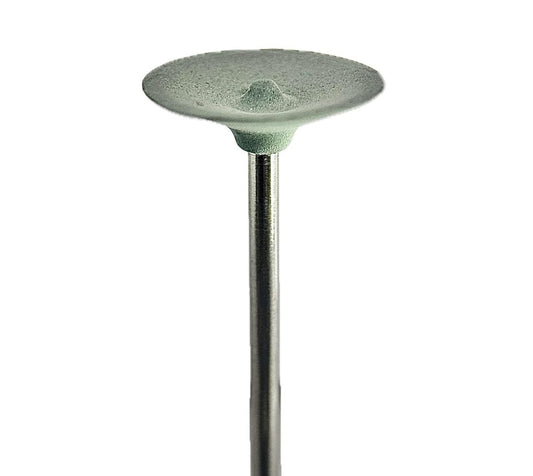 Pulidor de silicona abrasiva Disco plano 18x3mm | 🟢 Verde — Medio (M) — Rectificado | Etapa 3 — Rectificado y pulido intermedio | Titanio · Metales preciosos | HP 2,35 mm | SPIN tech
